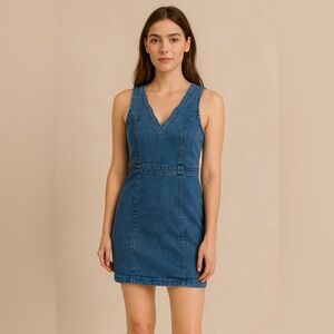 Jealous Tomato Denim V-Neck Sleeveless Mini Dress